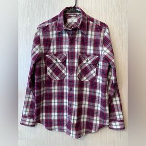 Aritzia TNA Pink Plaid Flannel Button-Up Shirt XS Long Sleeve Oversize